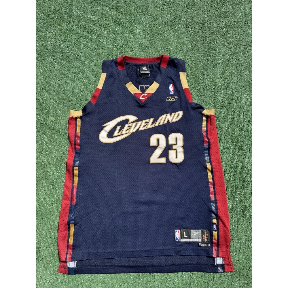 Vintage Lebron James #23 Cleveland Cavaliers NBA Jersey Reebok Large Navy Blue